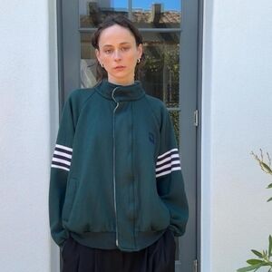 Women's Green Jacket with White Stripes